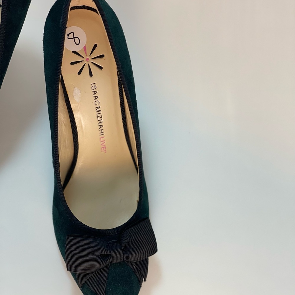 Holiday pumps! These festive green suede wide heels provide the perfect support
